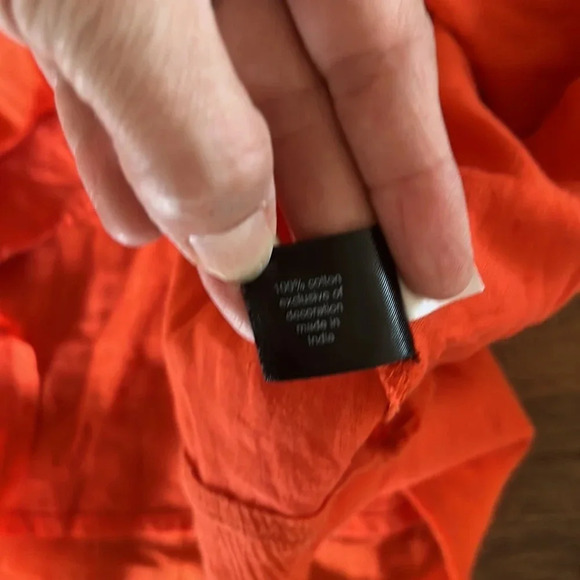 Lane Bryant 100% Cotton Orange Crochet Lace Gauze Boho Blouse Size 22/24 - Picture 7 of 9